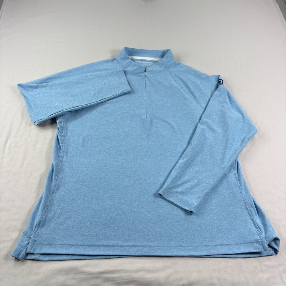 Peter Millar Shirt Womens 2XL Blue Perth 1/4 Zip Golf Pullover Raglan Sleeve